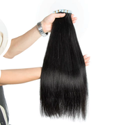 Straight Seamless Tape in Natural Black Hair Extensions 100% Real Human Hair