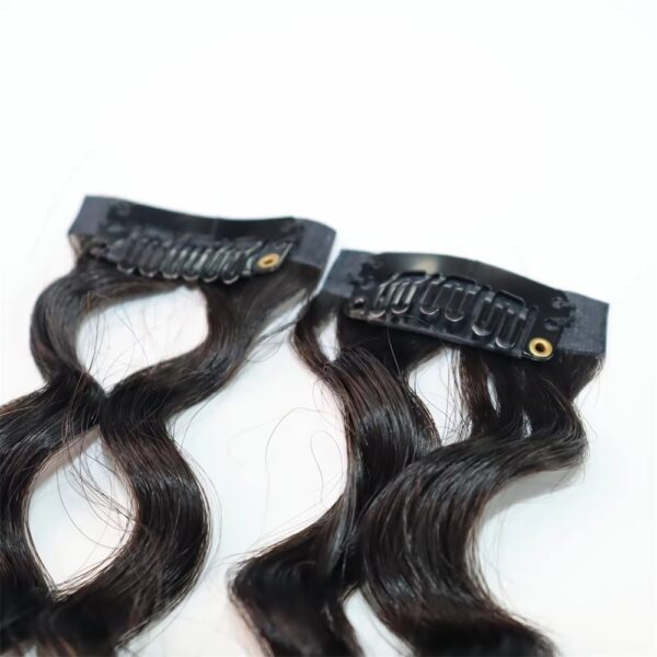 Water Wave Invisible Clip in Natural Black Hair Extensions 100% Real Human Hair