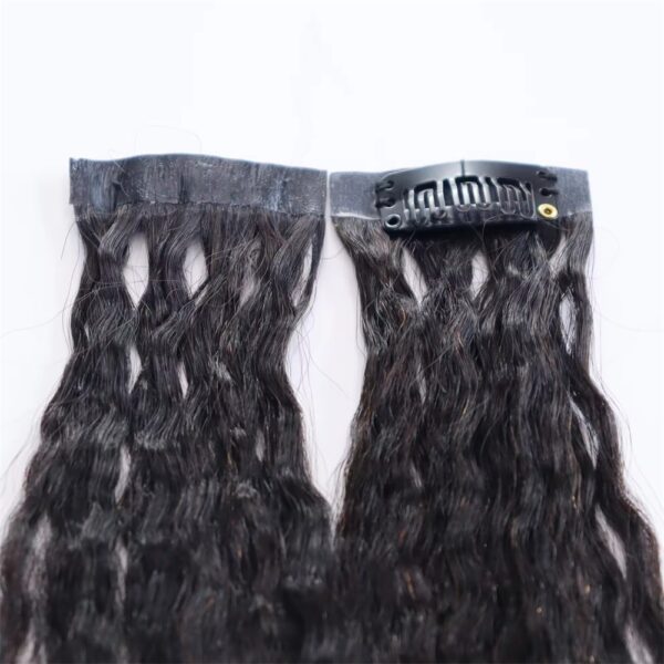 Kinky Straight Invisible Clip in Natural Black Hair Extensions 100% Real Human Hair