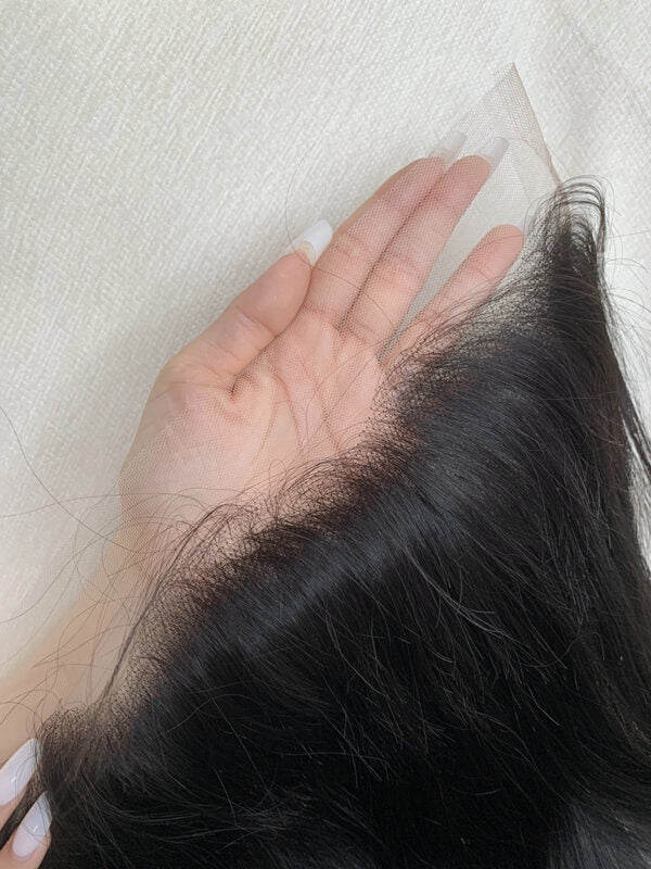 Straight 14A Top Burmese Transparent Closure Frontal with Pre Plucked with Baby Hair Natural Color