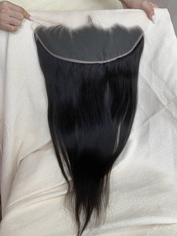 Straight 14A Top Burmese Transparent Closure Frontal with Pre Plucked with Baby Hair Natural Color