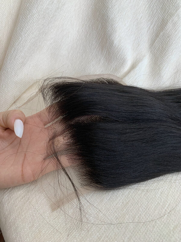 Straight 14A Top Burmese Transparent Closure Frontal with Pre Plucked with Baby Hair Natural Color