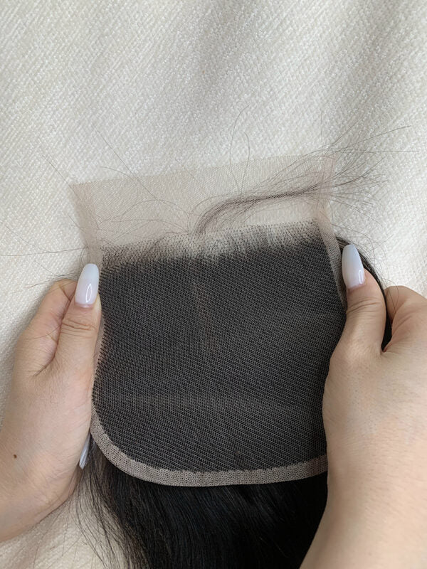 Straight 14A Top Burmese Transparent Closure Frontal with Pre Plucked with Baby Hair Natural Color