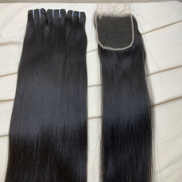 3 Bundles Straight + 5Ã5 HD Lace Closure Invisible Lace Top Quality Premium Hair