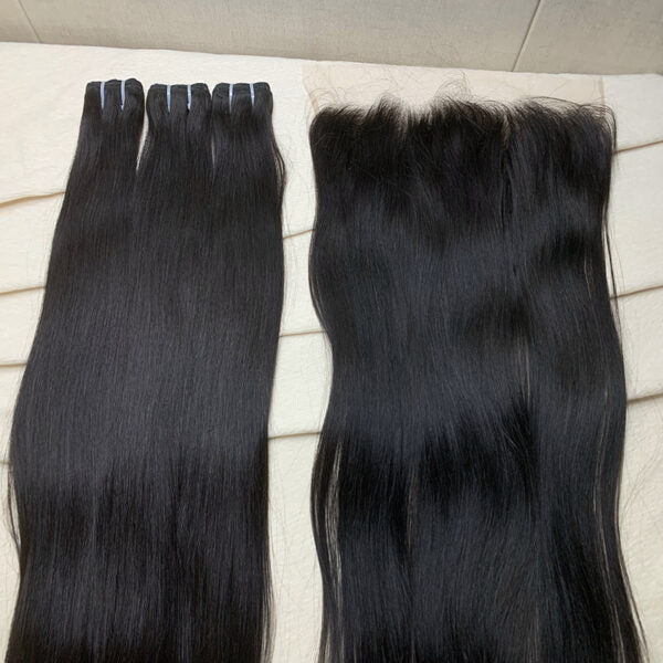 3 Bundles Straight + 13X4/13X6 Transparent Lace Closure Invisible Lace Top Quality Premium Hair