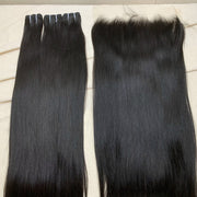 3 Bundles Straight + 13X4/13X6 HD Lace Closure Invisible Lace Top Quality Premium Hair