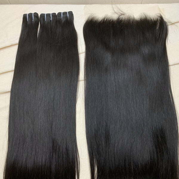 3 Bundles Straight + 13X4/13X6 HD Lace Closure Invisible Lace Top Quality Premium Hair