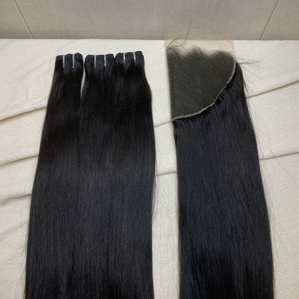 3 Bundles Straight + 13X4/13X6 HD Lace Closure Invisible Lace Top Quality Premium Hair