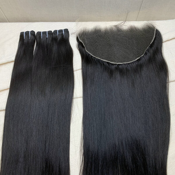 3 Bundles Straight + 13X4/13X6 HD Lace Closure Invisible Lace Top Quality Premium Hair