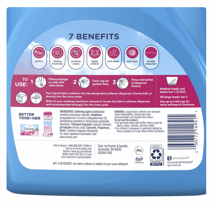 Downy Soft & Fresh Liquid Fabric Softener, April Fresh, 257 loads, 150 fl. oz