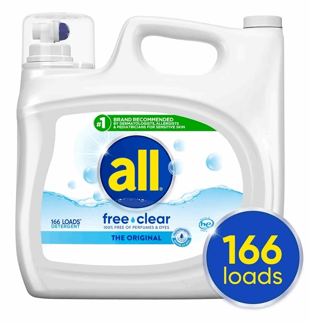 all free clear Liquid Laundry Detergent, The Original, 166 loads, 250 fl. oz.