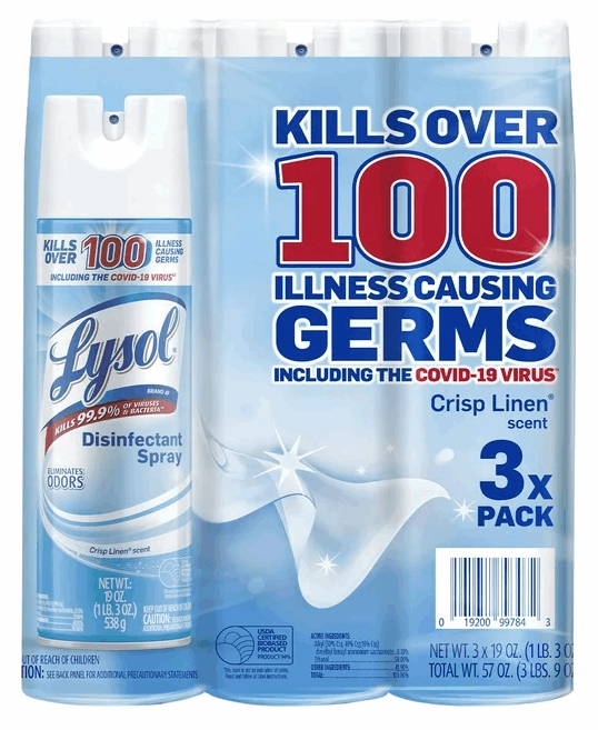 Lysol Disinfectant Spray, Crisp Linen 19 oz., 3 pk.