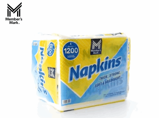 Member's Mark Everyday 1-Ply White Napkins 4 pks., 300 napkins/pk.