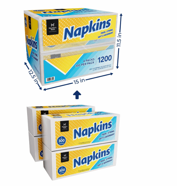 Member's Mark Everyday 1-Ply White Napkins 4 pks., 300 napkins/pk.
