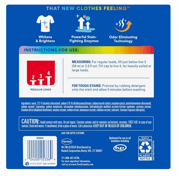 Persil OXI + Odor Power Liquid Laundry Detergent, 120 loads, 240 fl. oz.