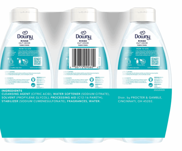 Downy Rinse & Refresh Laundry Fabric Rinse, Cool Cotton, 3 Bottles, 76.5 fl. oz.