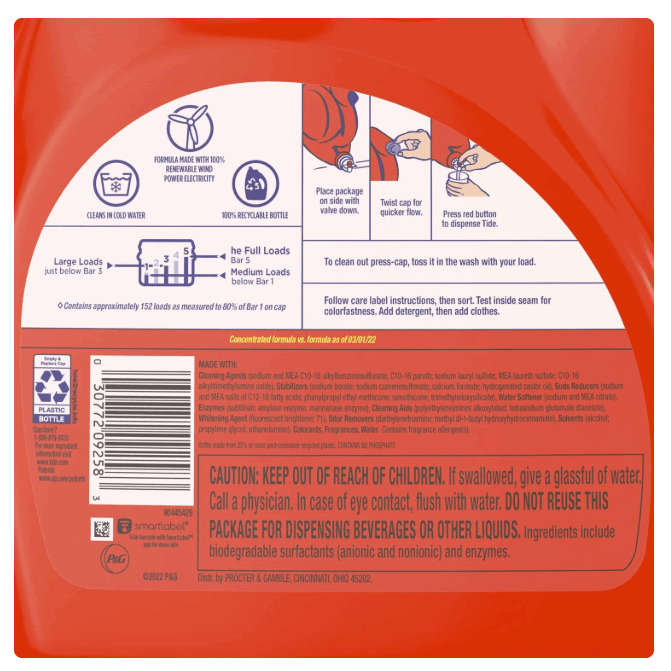 Tide Liquid Laundry Detergent, Original, 152 loads, 170 fl. oz.