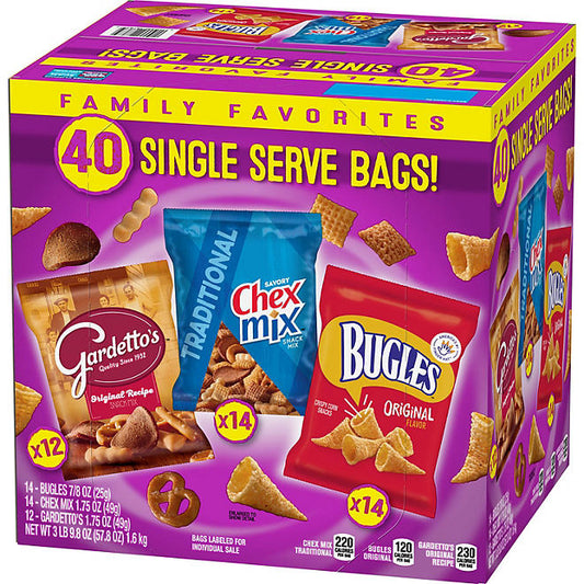 Bugles, ChexMix and Gardetto Variety Pack Snack Mix (40 ct.)