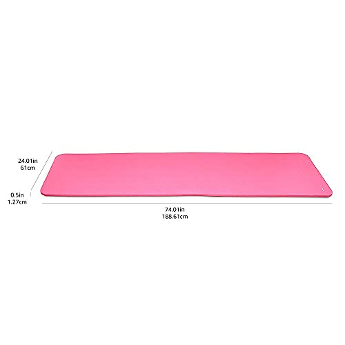 Amazon Basics Extra Thick Exercise Yoga Gym Floor Mat with Carrying Strap, Cyan, 74 x 24 x .5 Inches