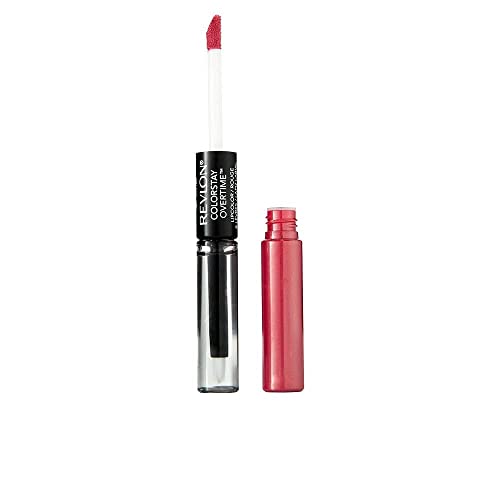 Revlon Liquid Lipstick with Clear Lip Gloss, ColorStay Face Makeup, Overtime Lipcolor, Dual Ended with Vitamin E in Pink, Infinite Raspberry (005), 0.07 Oz