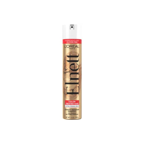 L'Oreal Paris Hair Care Elnett Satin Extra Strong Hold Hairspray - Unscented, Long Lasting + Humidity Resistant, Hair Styling Spray, 11 oz, (Pack of 2)