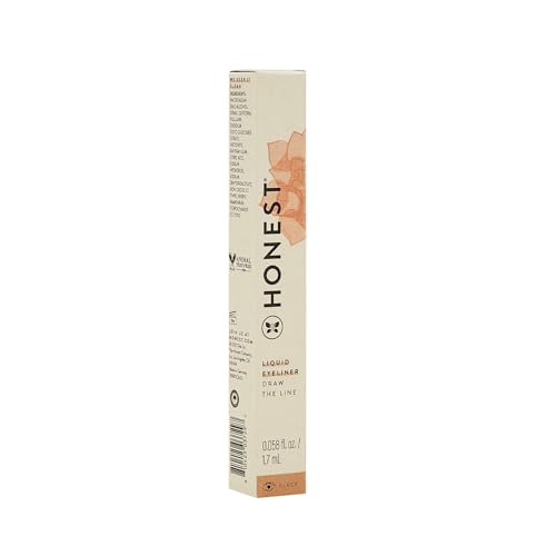 Honest Beauty Longlasting Vegan Liquid Eyeliner | Smudge + Flake Proof, Precise Application | Hypoallergenic, Plant-Derived, EWG Verified + Cruelty Free | Black, 0.58 fl oz