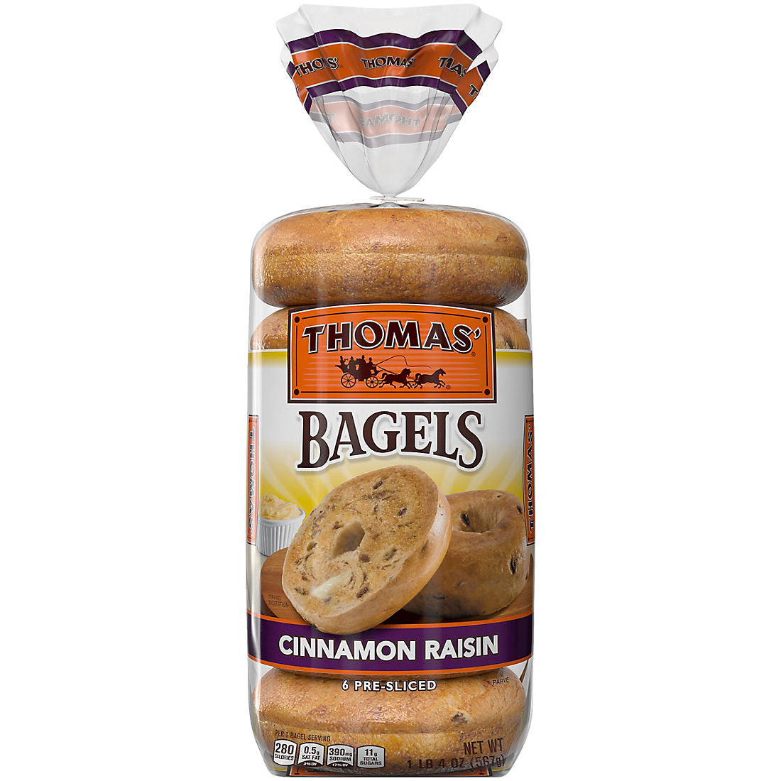 Thomas' Cinnamon Raisin Swirl Bagels, 6 ct.