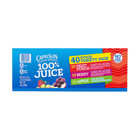 Capri Sun 100% Juice Naturally Flavored Variety Pack, 40 pk./6 fl. oz.