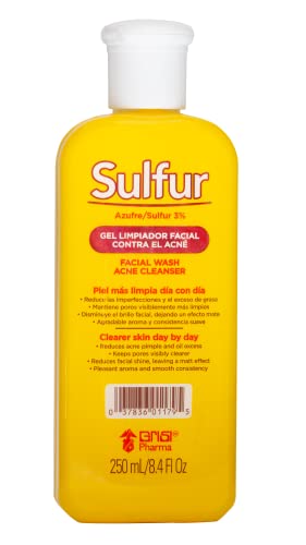 Sulfur Grisi, Facial Wash and Cleanser, Reduces Oil Excess Pimples. 8.4 Fl Oz, Bottle