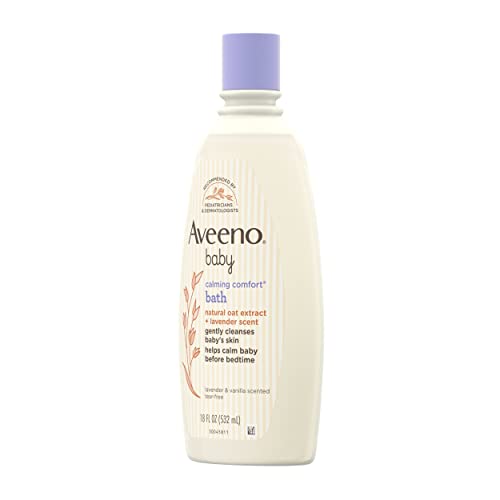 Aveeno Baby Calming Comfort Moisturizing Lotion with Relaxing Lavender & Vanilla Scents, Non-Greasy Body Lotion with Natural Oatmeal & Dimethicone, Paraben- & Phthalate-Free, 18 fl. Oz