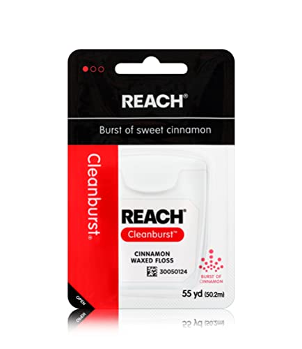 Reach Waxed Dental Floss Bundle | Effective Plaque Removal, Extra Wide Cleaning Surface | Shred Resistance & Tension, Slides Smoothly & Easily , PFAS FREE | Cinnamon Flavored, 55 Yard (Pack of 6)