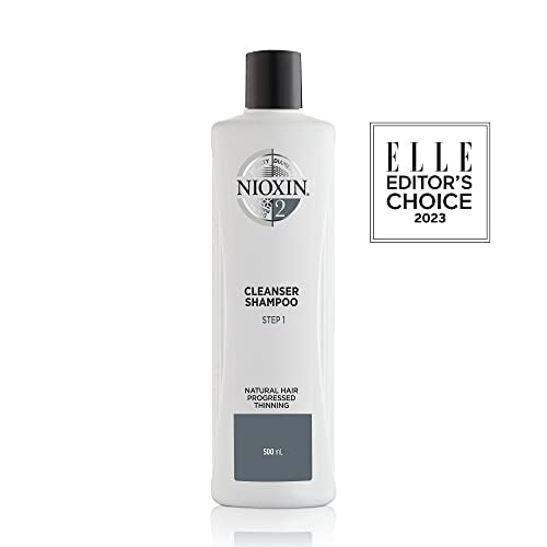 Nioxin System 2 Scalp Cleansing Shampoo with Peppermint Oil, Treats Dry and Sensitive Scalp, Dandruff Relief and Anti-Hair Breakage, For Natural Hair with Progressed Thinning, 10.1 fl oz