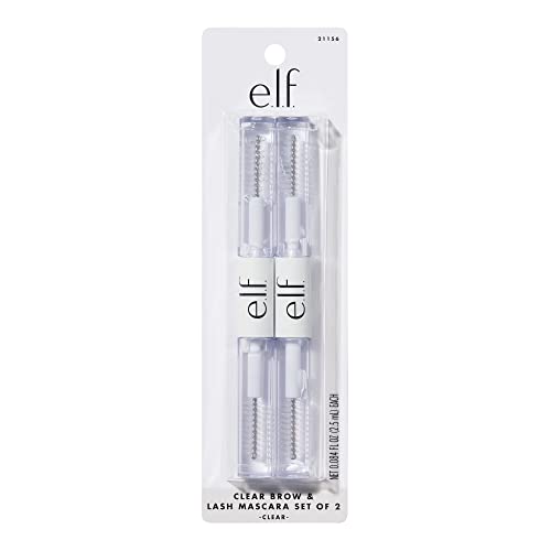 e.l.f. Clear Lash & Brow Mascara 2-Pack, Conditioning Clear Brow & Lash Gel For Grooming, Defining & Separating, Long-Lasting, Vegan & Cruelty-Free