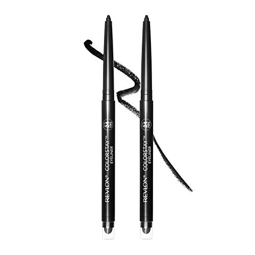 Revlon ColorStay Pencil Eyeliner with Built-in Sharpener, Waterproof, Smudgeproof, Longwearing Eye Makeup with Ultra-Fine Tip, 201 Black, 2 Pack