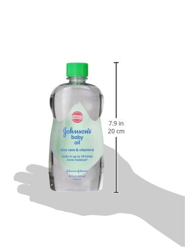 Johnsons Baby Oil, Mineral Oil Enriched with Aloe Vera and Vitamin E, 20 fl. oz