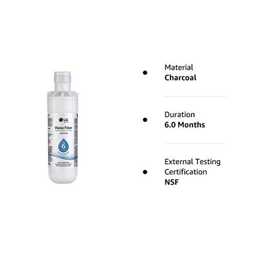 LG LT1000P - 6 Month / 200 Gallon Capacity Replacement Refrigerator Water Filter (NSF42, NSF53, and NSF401) ADQ74793501, ADQ75795105, or AGF80300704 , White