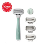 FLAMINGO 5-Blade Razors for Women - 1 Razor Handle + 4 5-Blade Refills + 1 Shower Holder - Sage