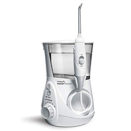 Waterpik Aquarius Water Flosser Professional For Teeth, Gums, Braces, Dental Care, Electric Power With 10 Settings, 7 Tips For Multiple Users And Needs, ADA Accepted, Gray WP-667CD