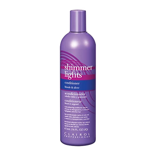 Clairol Professional Shimmer Lights Purple Conditioner, 16 fl. Oz | Neutralizes Brass & Yellow Tones | For Blonde, Silver, Gray & Highlighted Hair