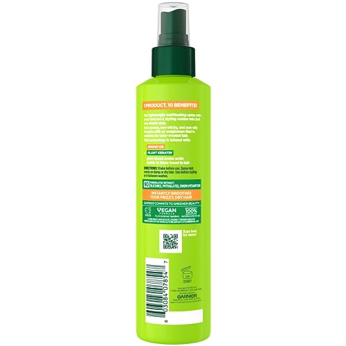 Garnier Fructis Sleek & Shine 10-in-1 for Frizzy, Dry Hair, Plant Keratin, 8.1 Fl Oz, 1 Count (Packaging May Vary)