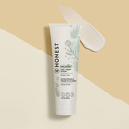 The Honest Company Hydrating Face + Body Lotion | Fast Absorbing, Naturally Derived, Hypoallergenic | Fragrance Free Sensitive, 8.5 fl oz