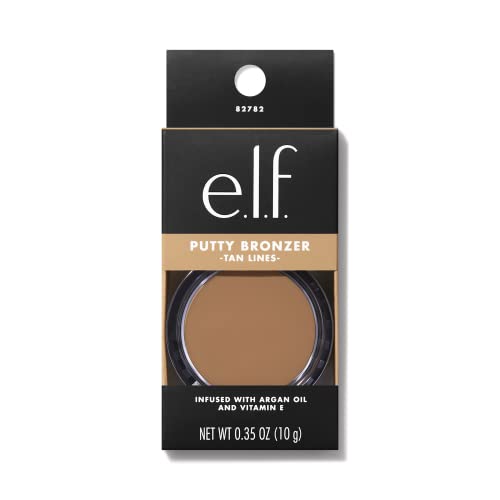 e.l.f. Putty Bronzer, Creamy & Highly Pigmented Formula, Creates a Long-Lasting Bronzed Glow, Infused with Argan Oil & Vitamin E, Tan Lines, 0.35 Oz