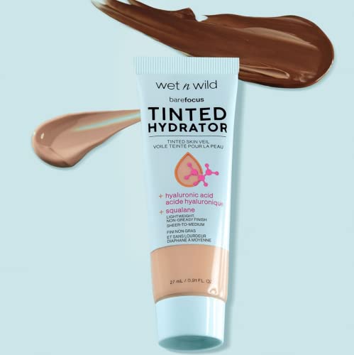 Wet n Wild Bare Focus Tinted Hydrator Matte Finish, Light, Oil-Free, Moisturizing Makeup | Hyaluronic Acid | Sheer To Medium Coverage