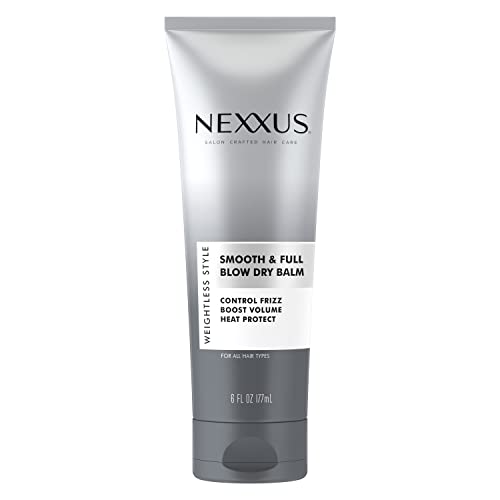 Nexxus Smooth & Full Blow Dry Balm Weightless Style Frizz Control, Volume & Heat Protect Styling Cream for Smooth & Full Hair 6 oz