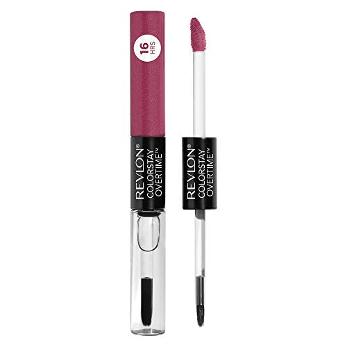 Revlon Liquid Lipstick with Clear Lip Gloss, ColorStay Face Makeup, Overtime Lipcolor, Dual Ended with Vitamin E in Pink, Infinite Raspberry (005), 0.07 Oz