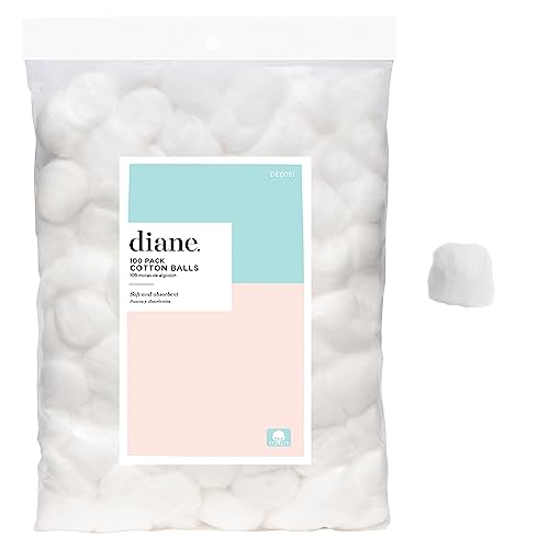 Diane 100% Pure Cotton Balls, 100 Count - Soft, Super Absorbent, Multipurpose Cotton Balls for Makeup Removal, Nail Polish, Applying Lotion or Powder, First-Aid for Everyday Household Use