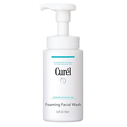 Curel Japanese Skin Care Foaming Daily Face Wash for Sensitive Skin, Hydrating Facial Cleanser for Dry Skin, pH-Balanced and Fragrance-Free, 5 Ounces (Step 2 of 2-Step Skincare)