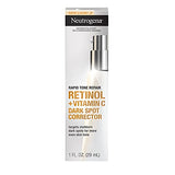 Neutrogena Rapid Tone Repair Retinol + Vitamin C Dark Spot Corrector Face Serum, Daily Anti-Wrinkle Retinol Dark Spot Corrector to Brighten & Even Tone, Mineral-Oil & Dye-Free, White, 1 oz