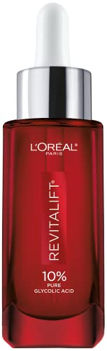 LOreal Paris Revitalift 10% Pure Glycolic Acid Face Serum, Visibly Evens Tone & Reduce Wrinkles, Fragrance Free 1.0 fl oz (30ml)