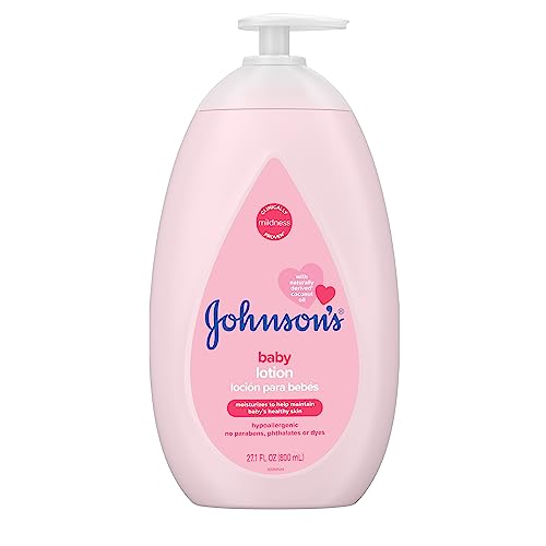 Johnsons Moisturizing Pink Baby Lotion with Coconut Oil, Hypoallergenic and Dermatologist-Tested, 27.1 fl. oz